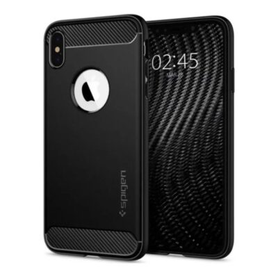 Spigen Rugged Armor Back Cover Case Compatible with iPhone X / Xs (TPU | Matte Black)