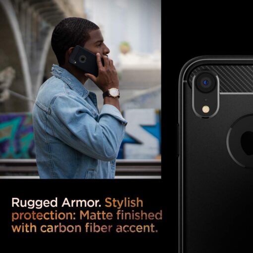 Spigen Rugged Armor Back Cover Case Compatible with iPhone XR (TPU | Matte Black) - Image 8