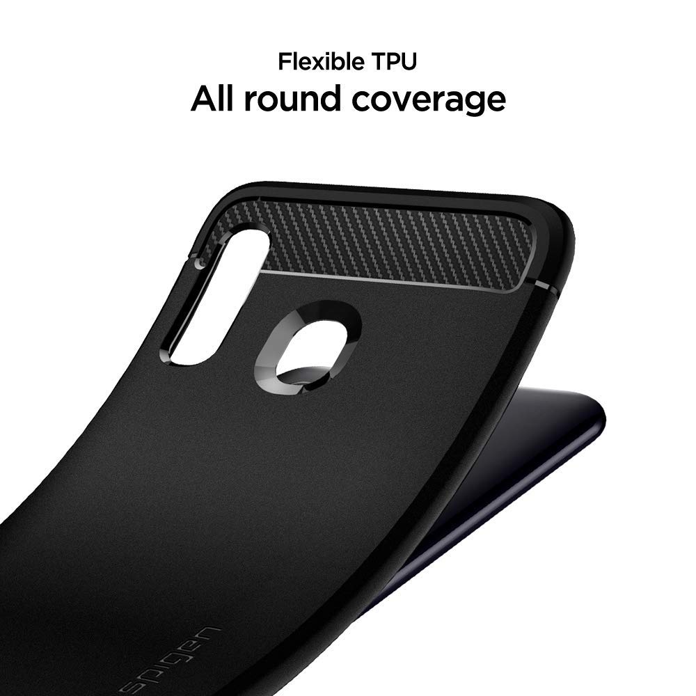 Spigen Rugged Armor Back Cover Case Compatible with Samsung Galaxy A20, A30 (TPU | Black) - Image 3