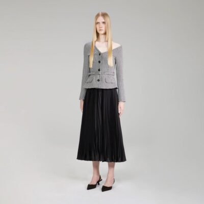 Self Portrait Houndstooth and Crepe Midi Dress